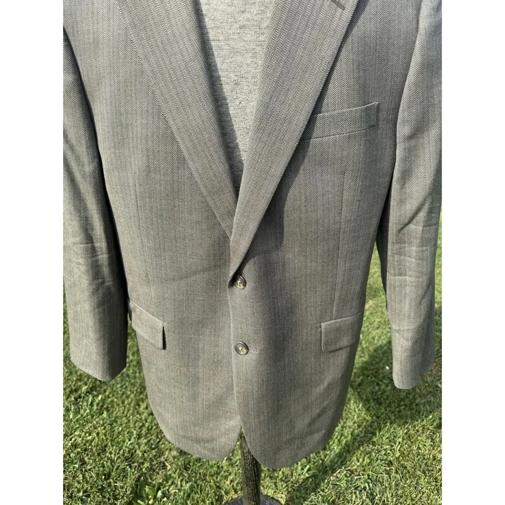 Lauren Ralph Lauren Blazer Mens 44R Gray Wool Herringbone Tweed Sport Coat